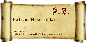 Heiman Nikoletta névjegykártya